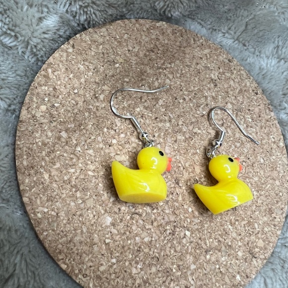 Yellow Duck Dangle Earrings - Picture 3 of 3